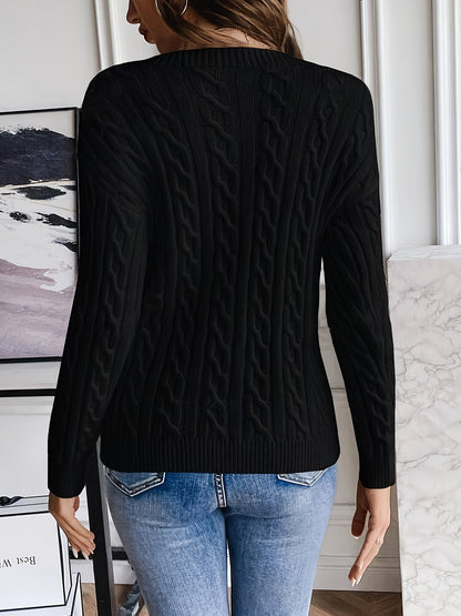 Cable Knit Drop Shoulder Sweater