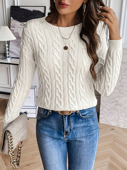 Cable Knit Drop Shoulder Sweater