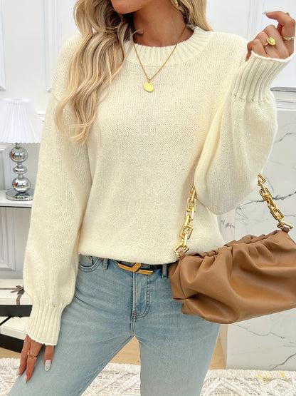 Solid Lantern Sleeve Sweater