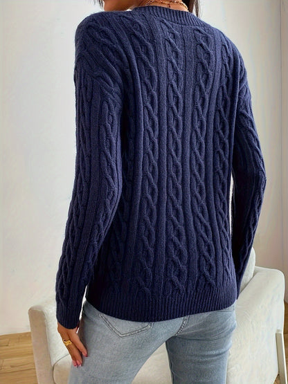 Cable Knit Drop Shoulder Sweater