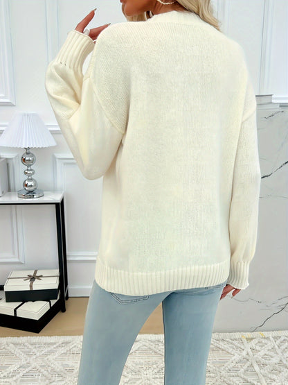 Solid Lantern Sleeve Sweater