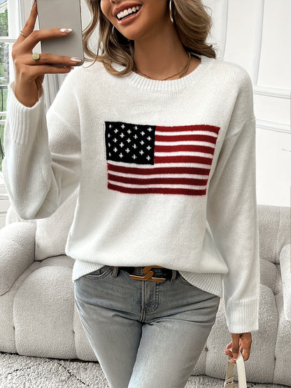 American Flag Crew Neck Sweater