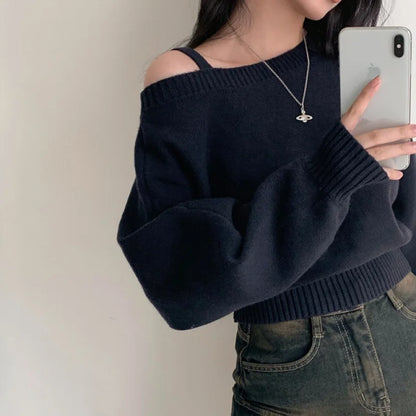 Off Shoulder Strap Knitwear Sweater