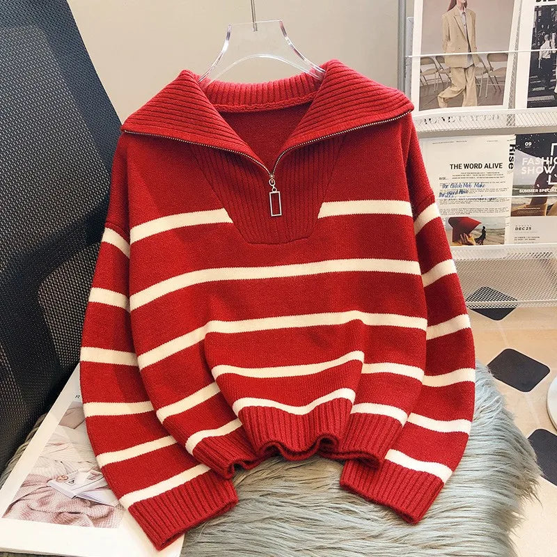 Casual Stripe Knitted Sweater