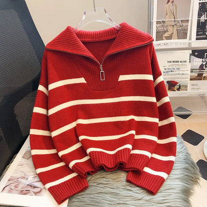 Casual Stripe Knitted Sweater