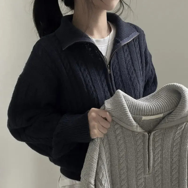 Women Half Zipper Sweater