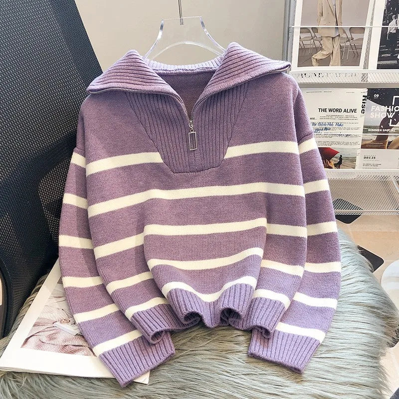 Casual Stripe Knitted Sweater