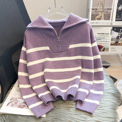 Casual Stripe Knitted Sweater