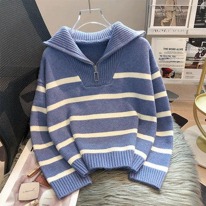 Casual Stripe Knitted Sweater