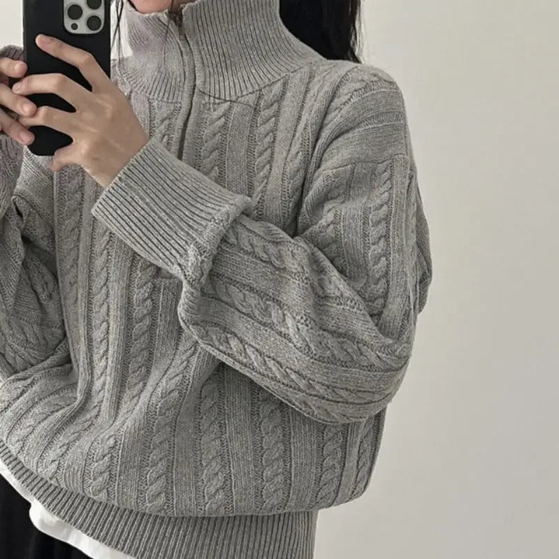 Women Half Zipper Sweater