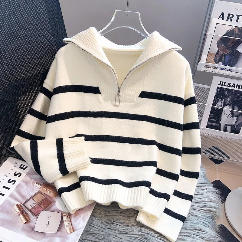 Casual Stripe Knitted Sweater