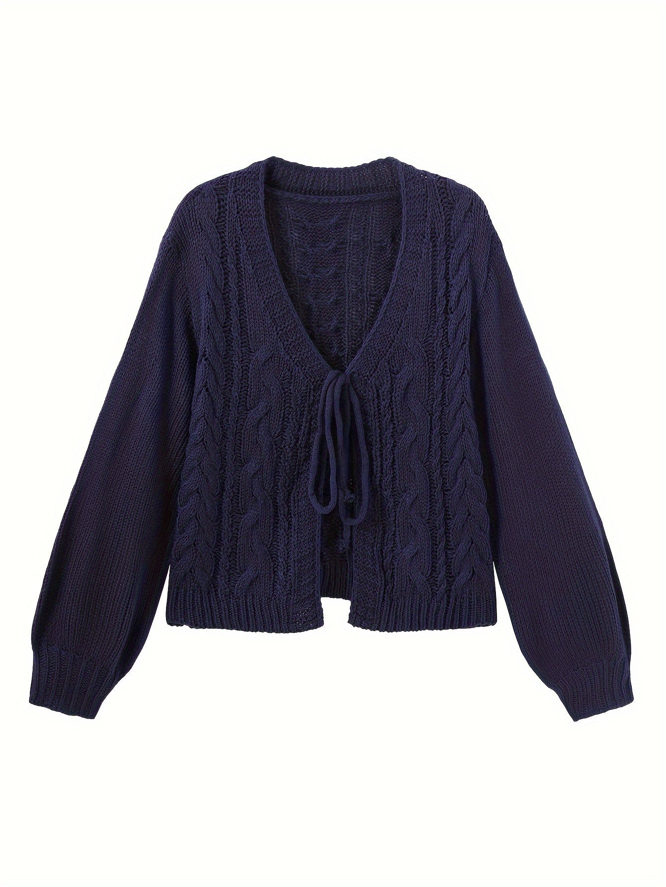 Tie Front Cable Knit Cardigan