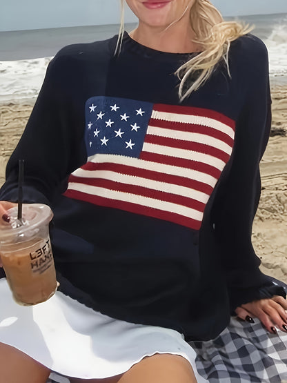 American Flag Crew Neck Sweater