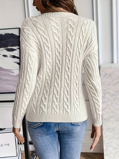 Cable Knit Drop Shoulder Sweater